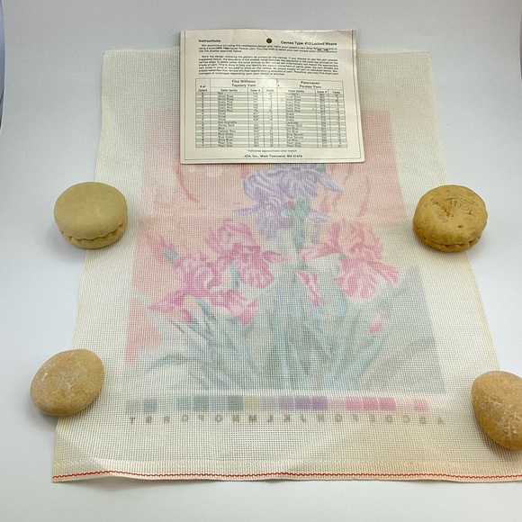 Vtg Elsa Williams Needlepoint Canvas, No. 23343, IRIS FANTASY, Hand Printed - Picture 4 of 8
